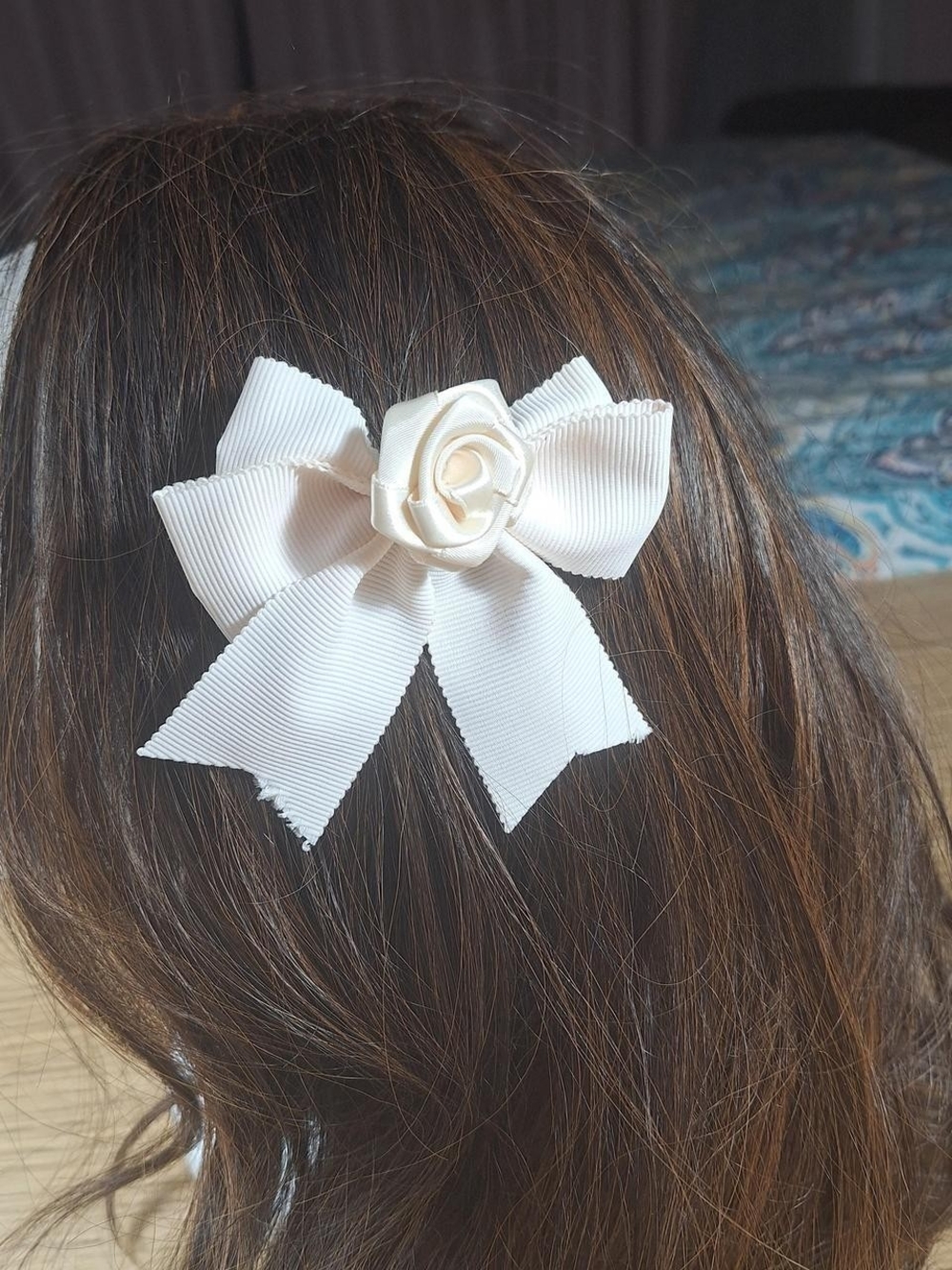 Innocent World Ivory Sculpted Rose Hair Bow | Classic Lolita